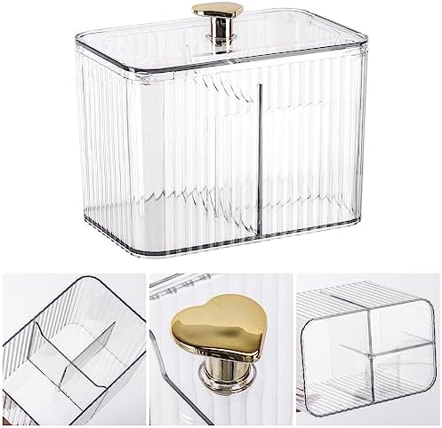 Tbestmax Qtip Holder Dispenser 3-Section Clear Bathroom Organizer Jar 1