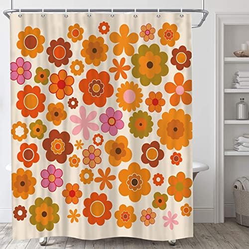 Sanzugh Retro Flowers Camper Shower Curtain with Hooks