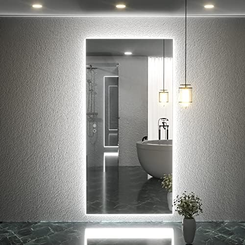 Keonjinn 72 x 36 Inch Backlit LED Mirror with Acrylic Light Strips