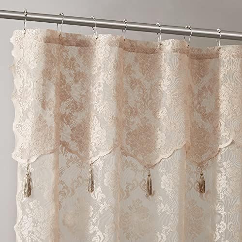 WARM HOME DESIGNS Linen Shower Curtain with Valance and Tassels