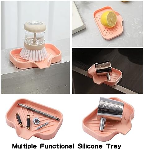 MicoYang Silicone Soap Dish with Drain Spout - Pink 49x32 Inch