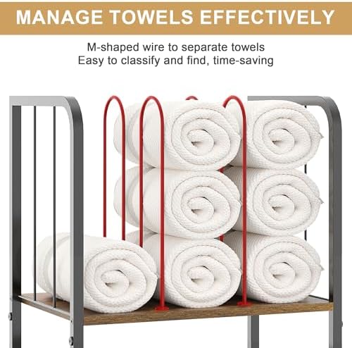 Jautokerdar 3-Tier Durable Metal Towel Rack with Detachable Dividers