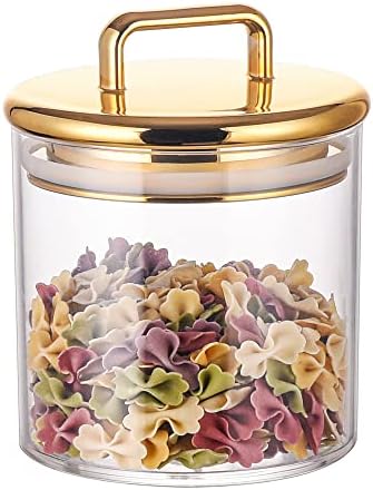 YUEJUM 16 Oz Acrylic Storage Jar with Gold Lid Bathroom Organizer