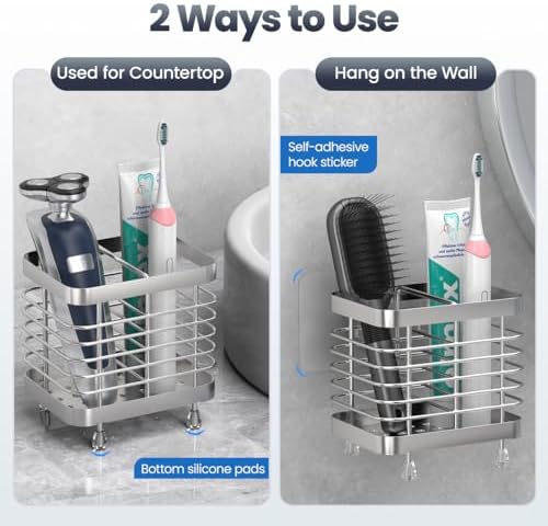 Luxspire Wall Mounted Toothbrush Holder 2 Slots Stainless Steel Silver 1