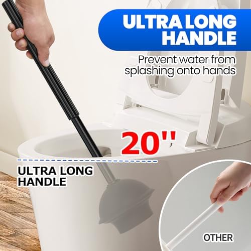 Denvlex 2 in 1 Toilet Brush and Plunger Set Black 20inch