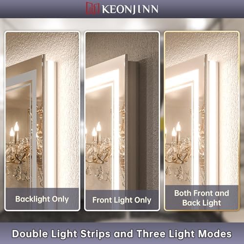 Keonjinn 60 x 36 LED Bathroom Mirror with Frontlit and Backlit