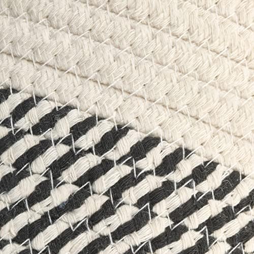 mDesign Casual Round Woven Cotton Rope Bathroom Basket Set - 2 Piece BlackWhite