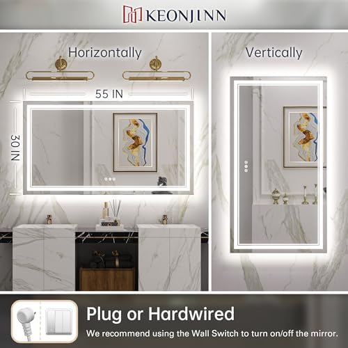 Keonjinn 55x30 LED Mirror with Frontlit and Backlit