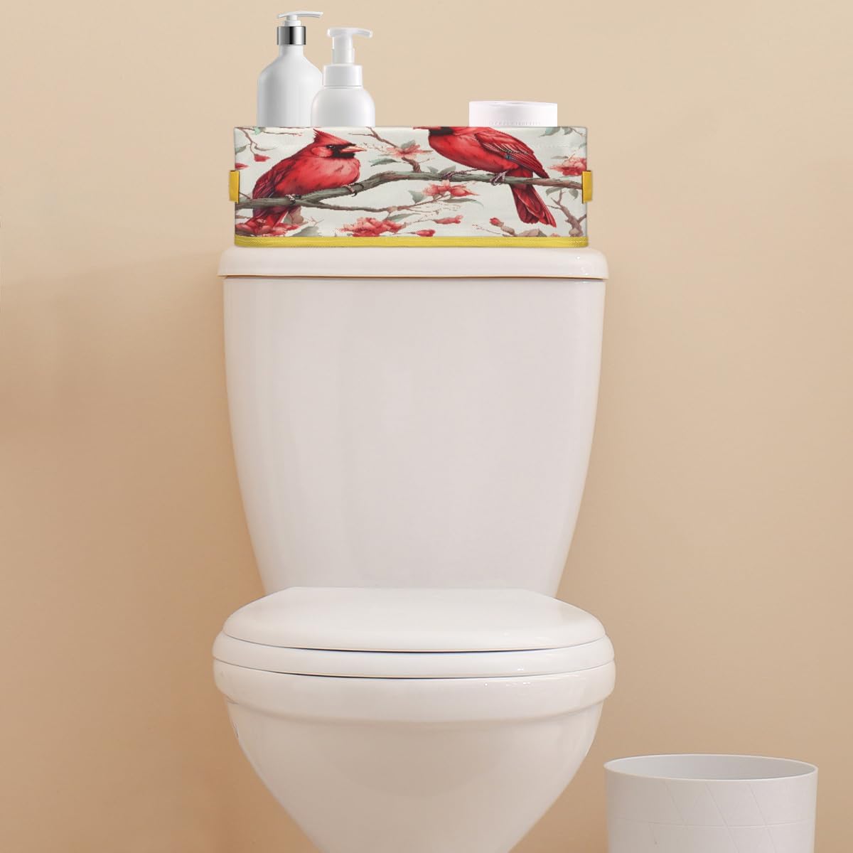 Skonsati Cardinal Birds Toilet Paper Storage Basket with Handles