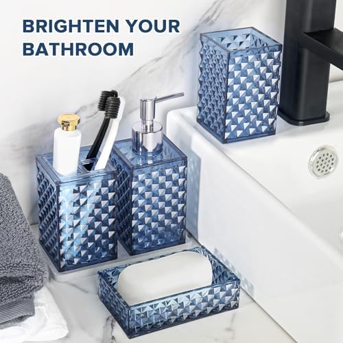 4 Pack Blue Acrylic Bathroom Accessories Set