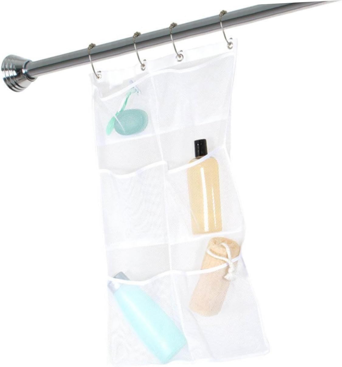 6 Pocket Mesh Shower Organizer Bag for Bathroom