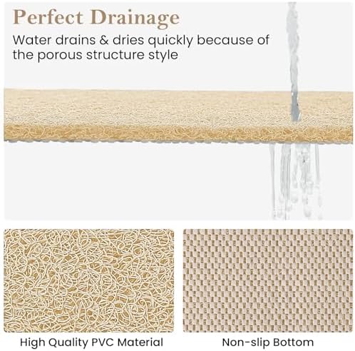 SoftDuo Non-Slip Shower Mat 32x24 inch Phthalate Free Quick Drying Khaki