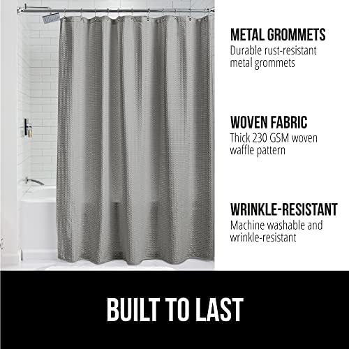 GORILLA GRIP Toilet Lid Cover Waffle Shower Curtain Bundle