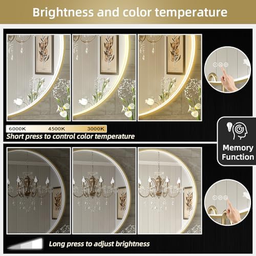 Oerbasz 32 Inch Gold Framed LED Bathroom Mirror 1