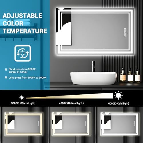 Silumin 32x24 LED Wall Mirror with Defog and Dimmable Light