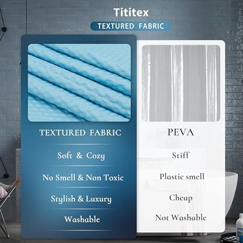 Tititex Solid Sky Blue Shower Curtain Liner with 2 Magnets 1
