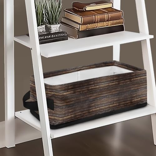 Foldable Toilet Paper Basket with Wood Grain Design