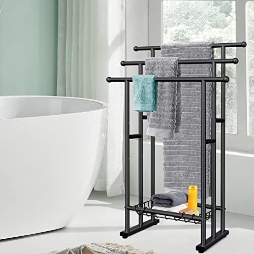 Kayfia 40 H Free Standing Towel Rack 3 Tier with Basket