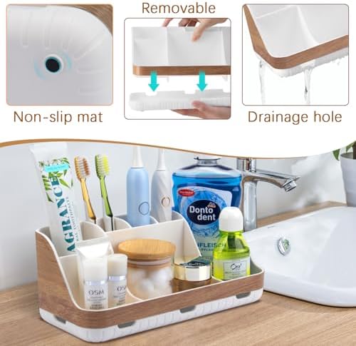 GFWARE Bathroom Organizer with 7 Slots and Drainage