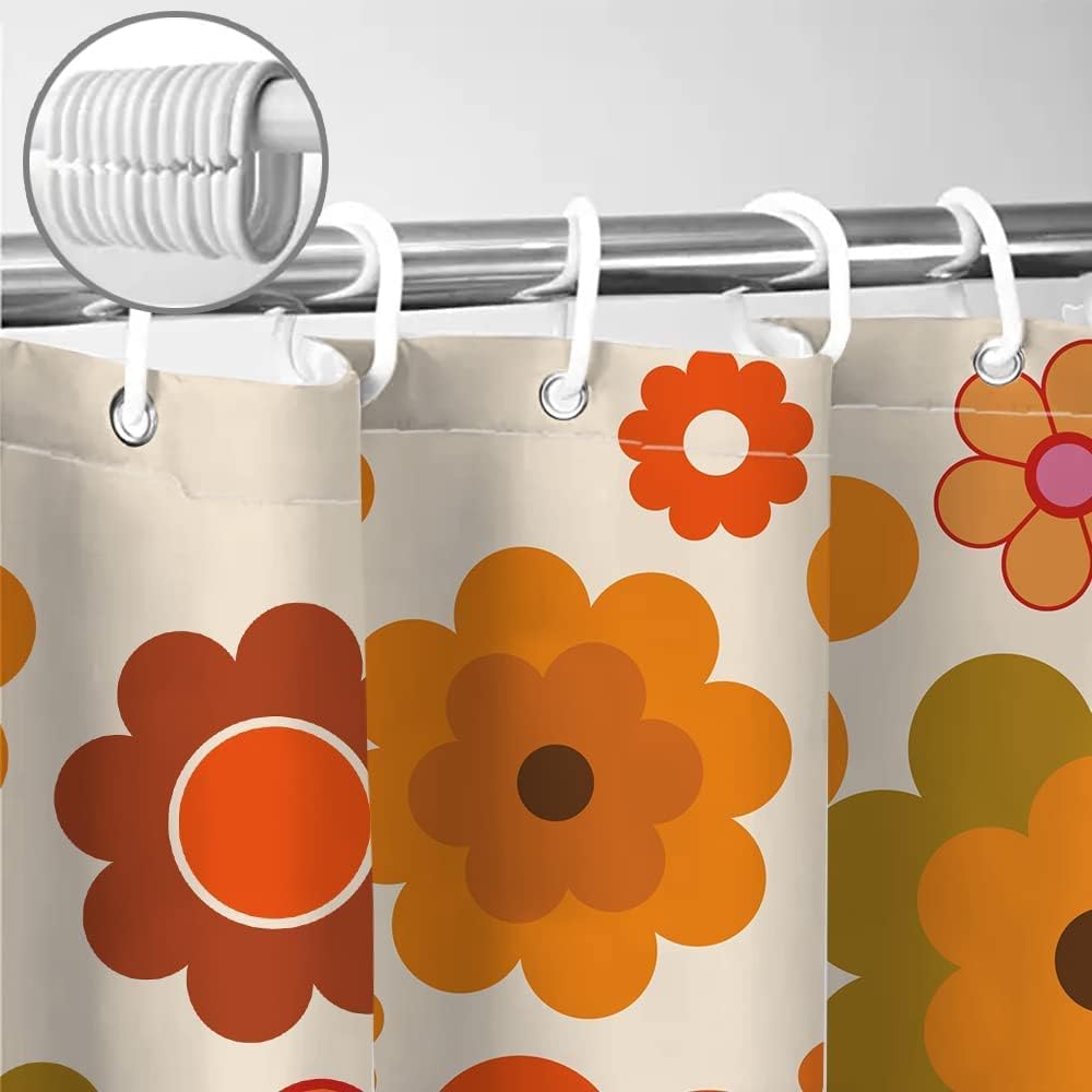 Sanzugh Retro Flowers Camper Shower Curtain with Hooks