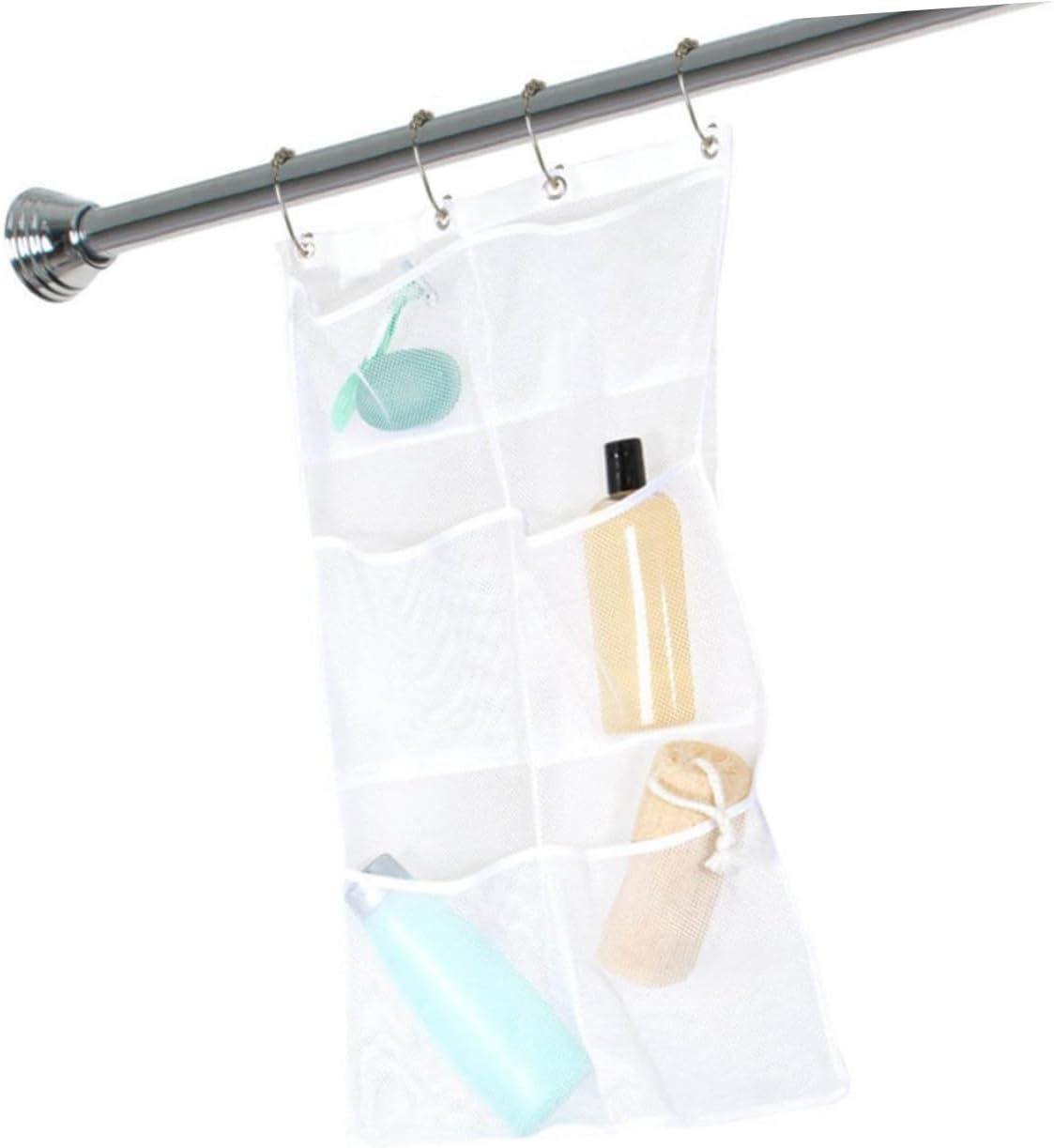 Parliky Hanging Mesh Bag Shower Organizer Storage Basket Pockets