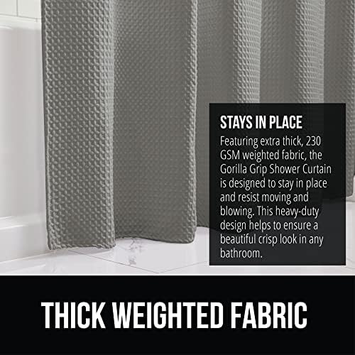 GORILLA GRIP Toilet Lid Cover Waffle Shower Curtain Bundle