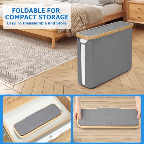 TACGEA Toilet Paper Storage Basket with Lid Gray