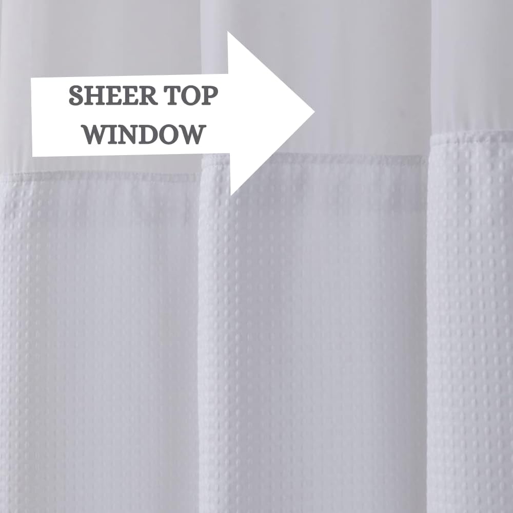 WPM Modern Waffle Weave Shower Curtain Set with Liner and Snap Hooks