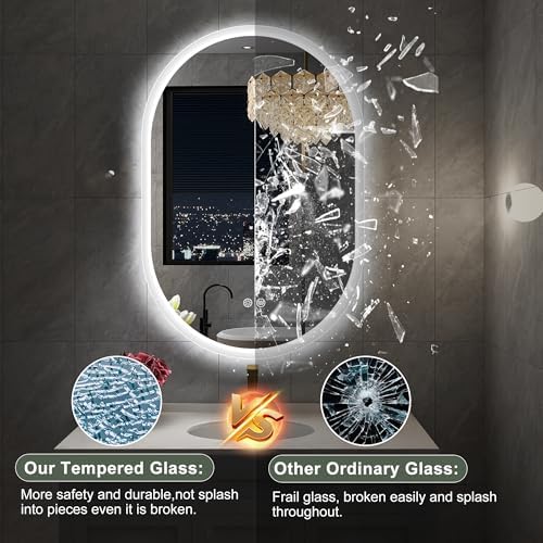 Sbagno 20x36 Inch Oval LED Mirror with Lights and Memory Function