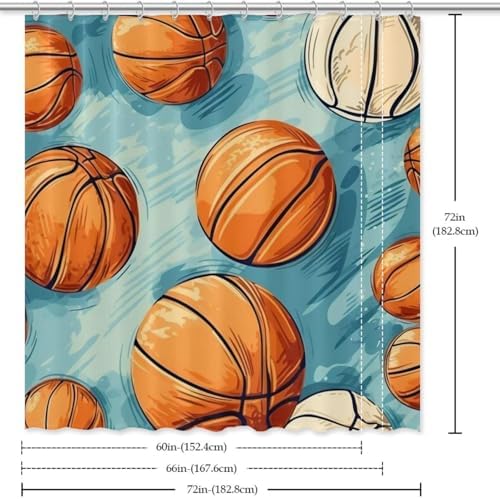 VAPOKF Basketball Shower Curtain Set with 12 Hooks 60x72 Inches