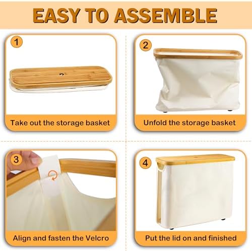 WIHOTUPO Toilet Paper Storage Basket with Lid - Bamboo Holder Organizer