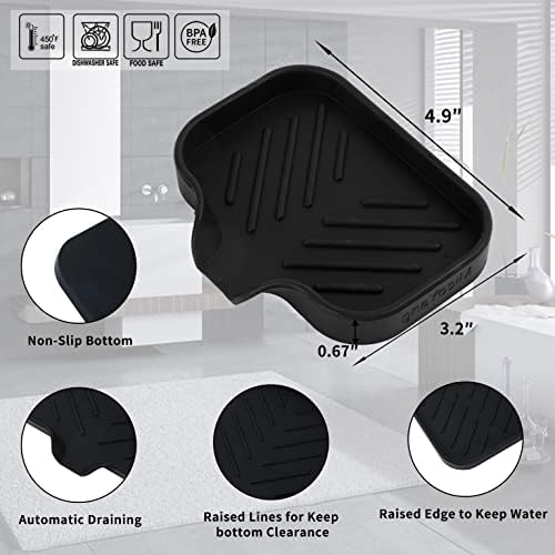 MicoYang Silicone Soap Dish with Drain Spout - Black 49x32 1