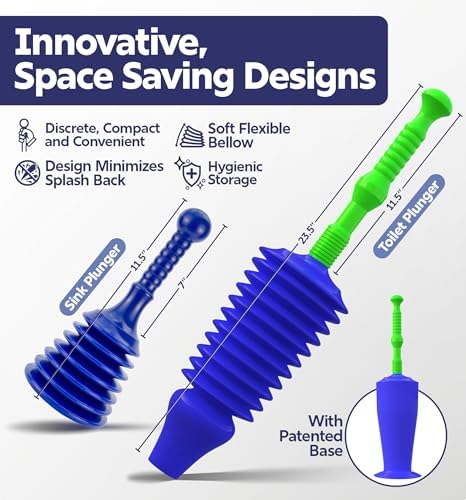 Luigis Heavy Duty Plunger Bundle for Bath and Kitchen