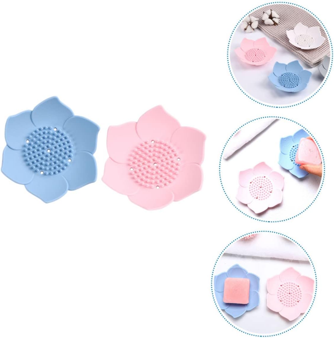 HOOTNEE 2pcs Silicone Soap Dish Draining Trays for Bar Soap