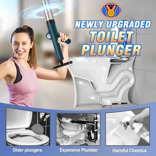 WEIDUOMALY Heavy Duty Toilet Plunger with Pressure Gauge