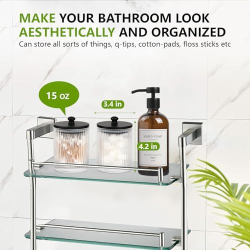 3 Pack Qtip Holder - Elegant Glass Bathroom Storage Set