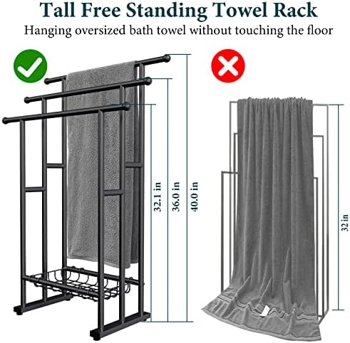 Kayfia 40 H Free Standing Towel Rack 3 Tier with Basket