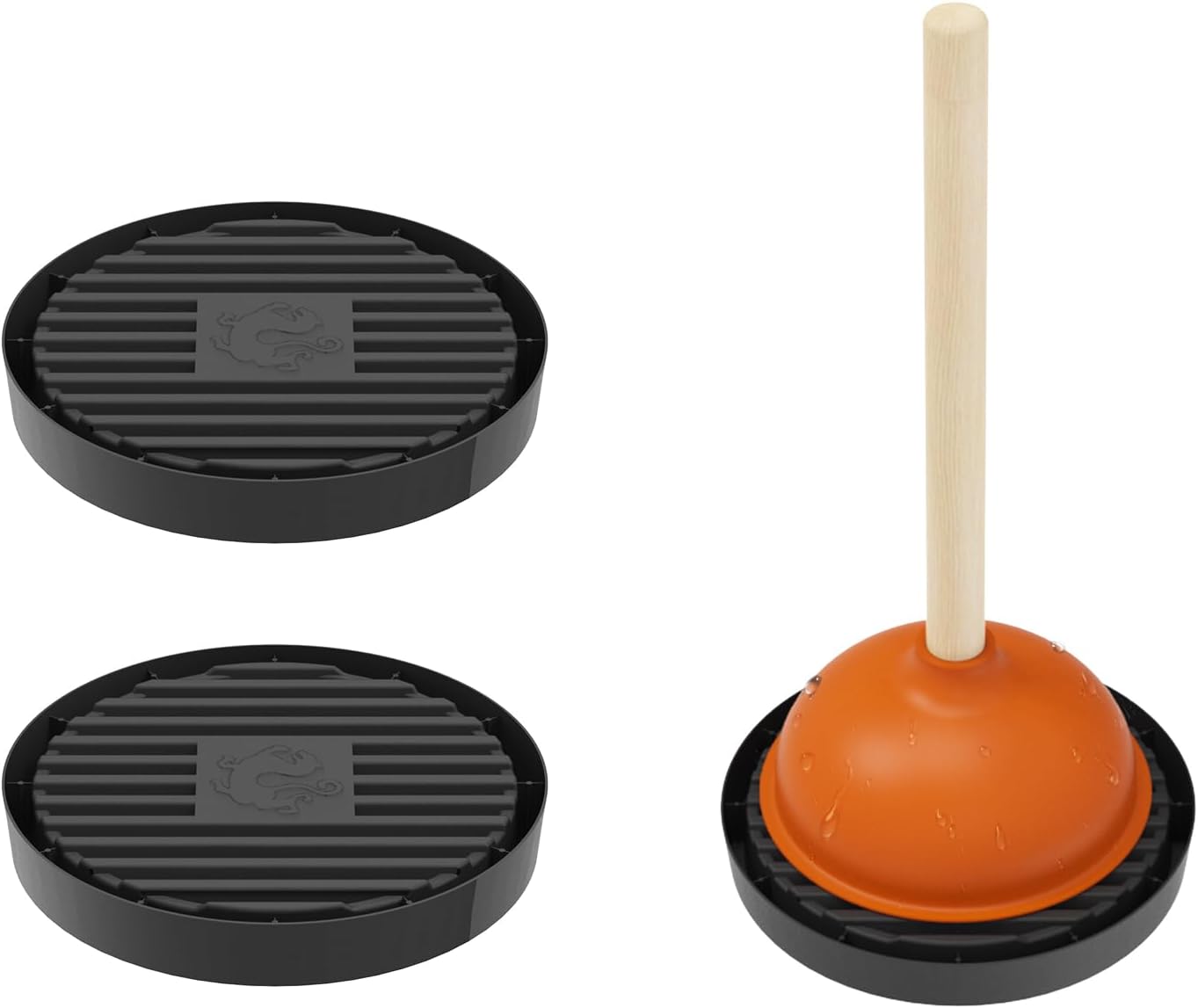 Dealsgogo 2pcs Plunger Tray Black - Plunger Mat Holder for Toilet