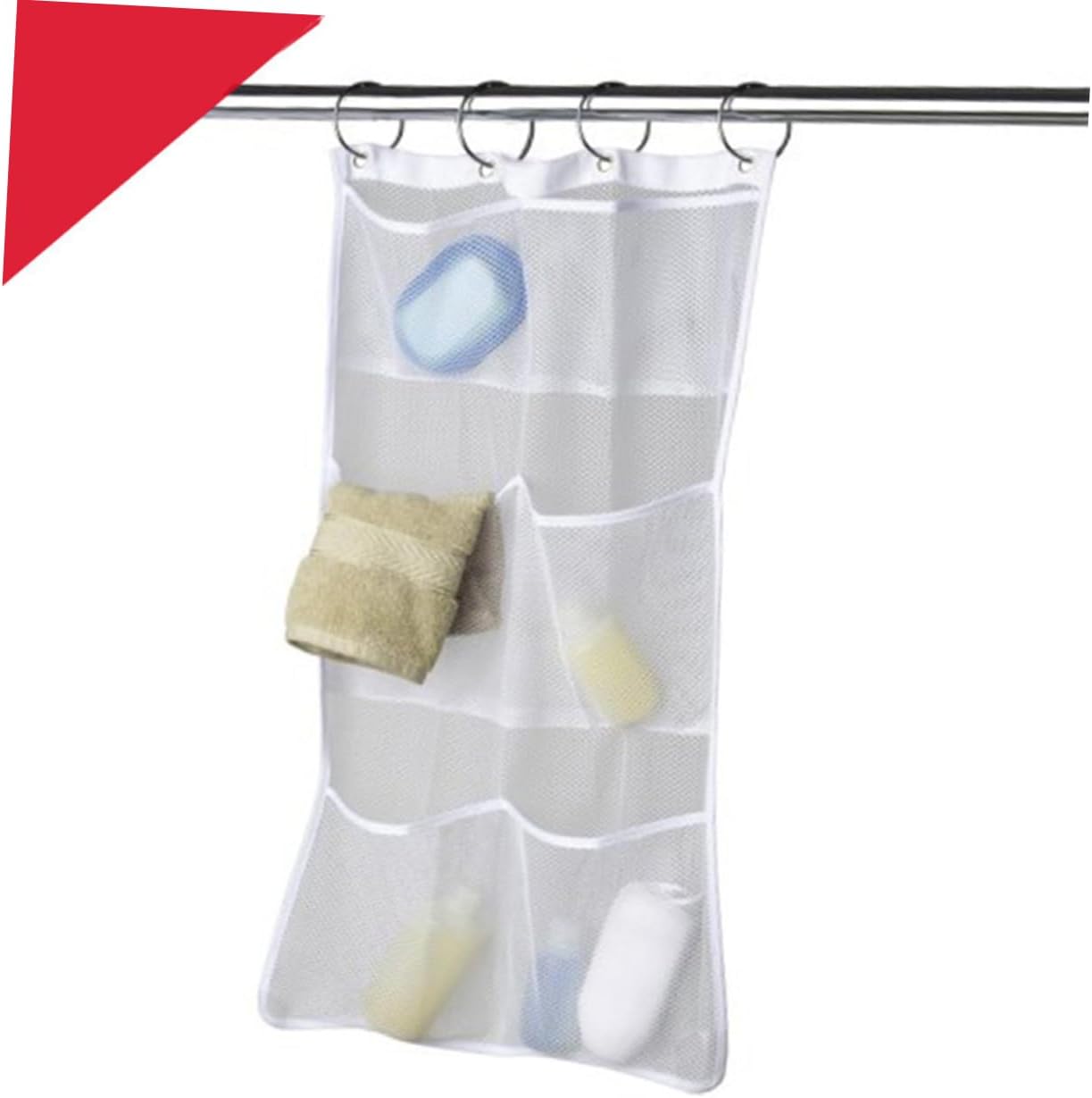 6 Pocket Mesh Shower Organizer Bag for Bathroom