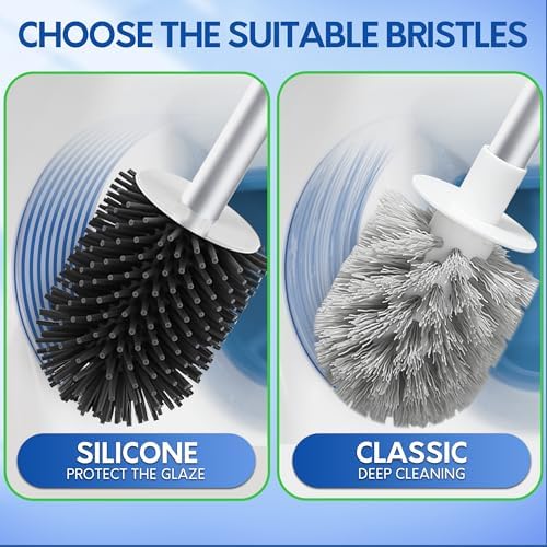 BOOMJOY Toilet Brush and Holder Set - White