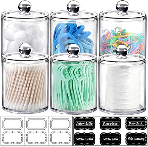 SheeChung 6 Pack Qtip Dispenser Clear Acrylic Jars