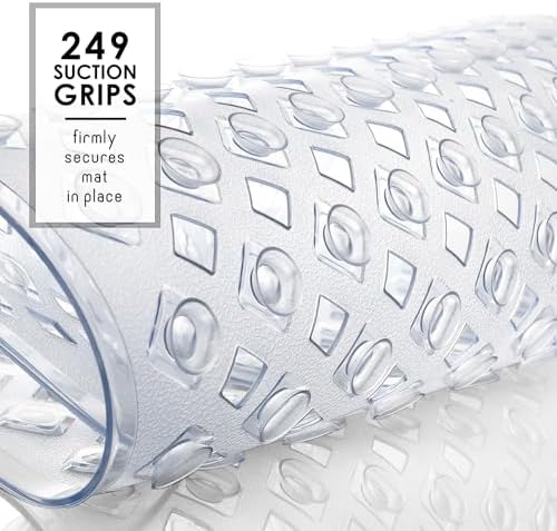 Clara Clark Non Slip Bath Mat 35x16 with Suction Cups and Drainage Holes