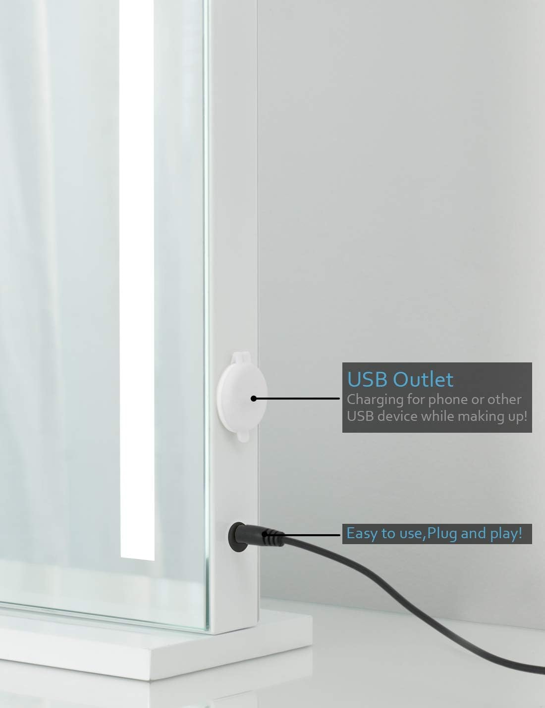 iCREAT Vanity Mirror with USB Light Strip 18x228 Inch