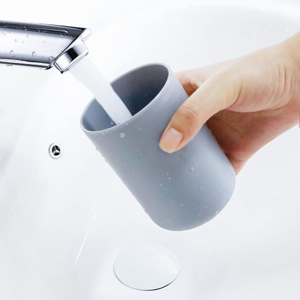 Wongwongcat 2Pcs Bathroom Tumblers Dishwasher Safe Food-Grade PP 10floz Grey Grey