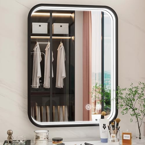 24x32 Inch Dimmable LED Mirror with Anti-Fog and Frame