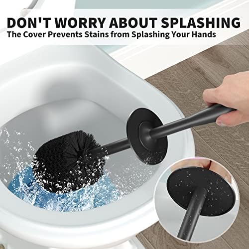 Uptronic Toilet Brush and Holder 2 Pack - Black