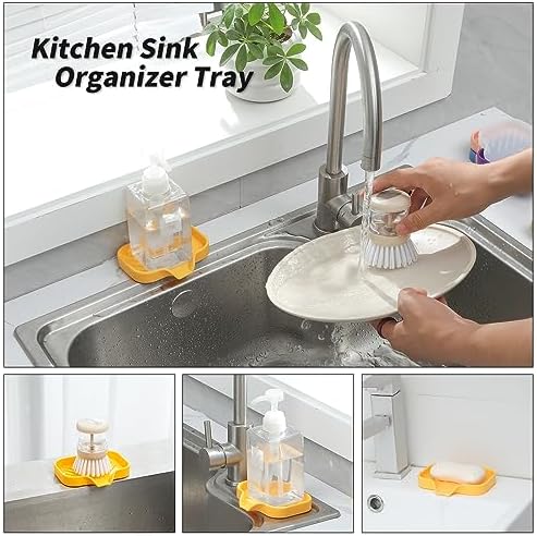 MicoYang Silicone Soap Dish with Drain Spout - Yellow 4932