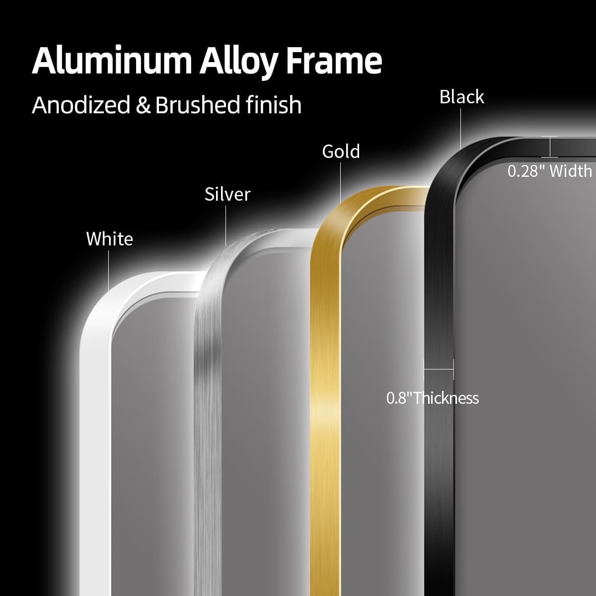 Gold LED Bathroom Mirror with Motion Sensor and Anti-Fog