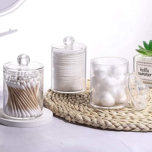 Tbestmax 3 Pack Cotton Swab Holder Clear Jar for Q-Tips