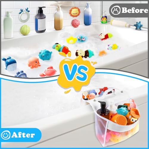 Playexen Bath Toy Organizer with Suction Cups and Handle